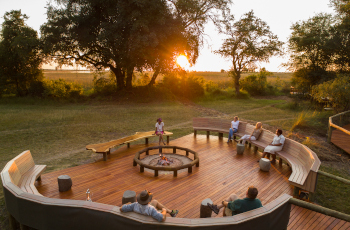 The boma at Camp Moremi with views over the plains