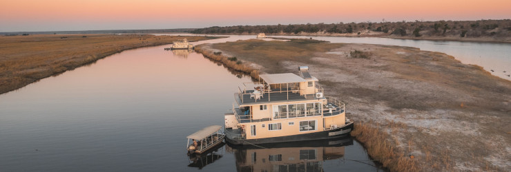 The Chobe Princess moored in the evening light