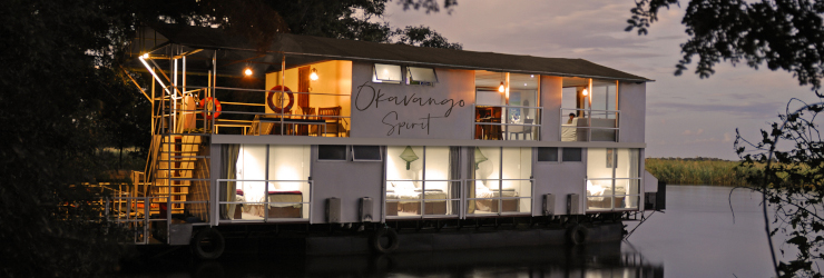 The Okavango Spirit moors each night in a secluded piece of paradise