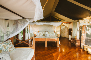 Light and luxurious safari tents at Rufiji River Camp