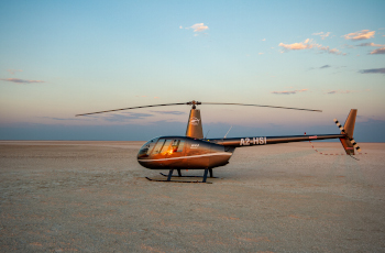 Helicopter arrival at the pans in the late afternoon