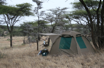 Basic but comfortable dome tents while mobile camping