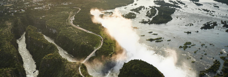 Aerial view of Victoria Falls Bridge