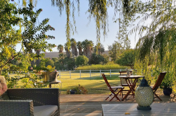 Tranquil gardens with views of the mountains