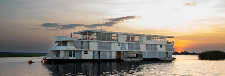 The Zambezi Queen on the Chobe River at Sunset